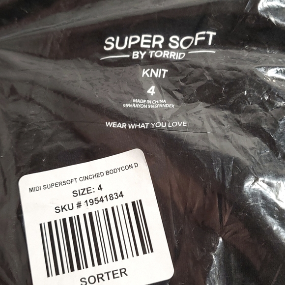 ❤️NWT VINTAGE TORRID MIDI DRESS CINCHED RUCHED BODYCON SUPER SOFT KNIT PLUS SIZE - Picture 5 of 12